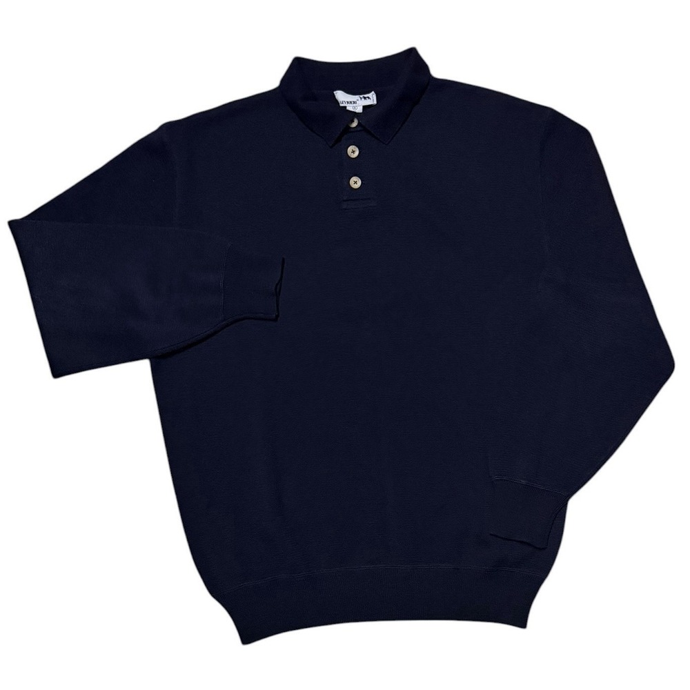 I Levrieri Men's Navy Blue‎ 1/4 Button 100% Merino Wool Pullover Sweater Size XL